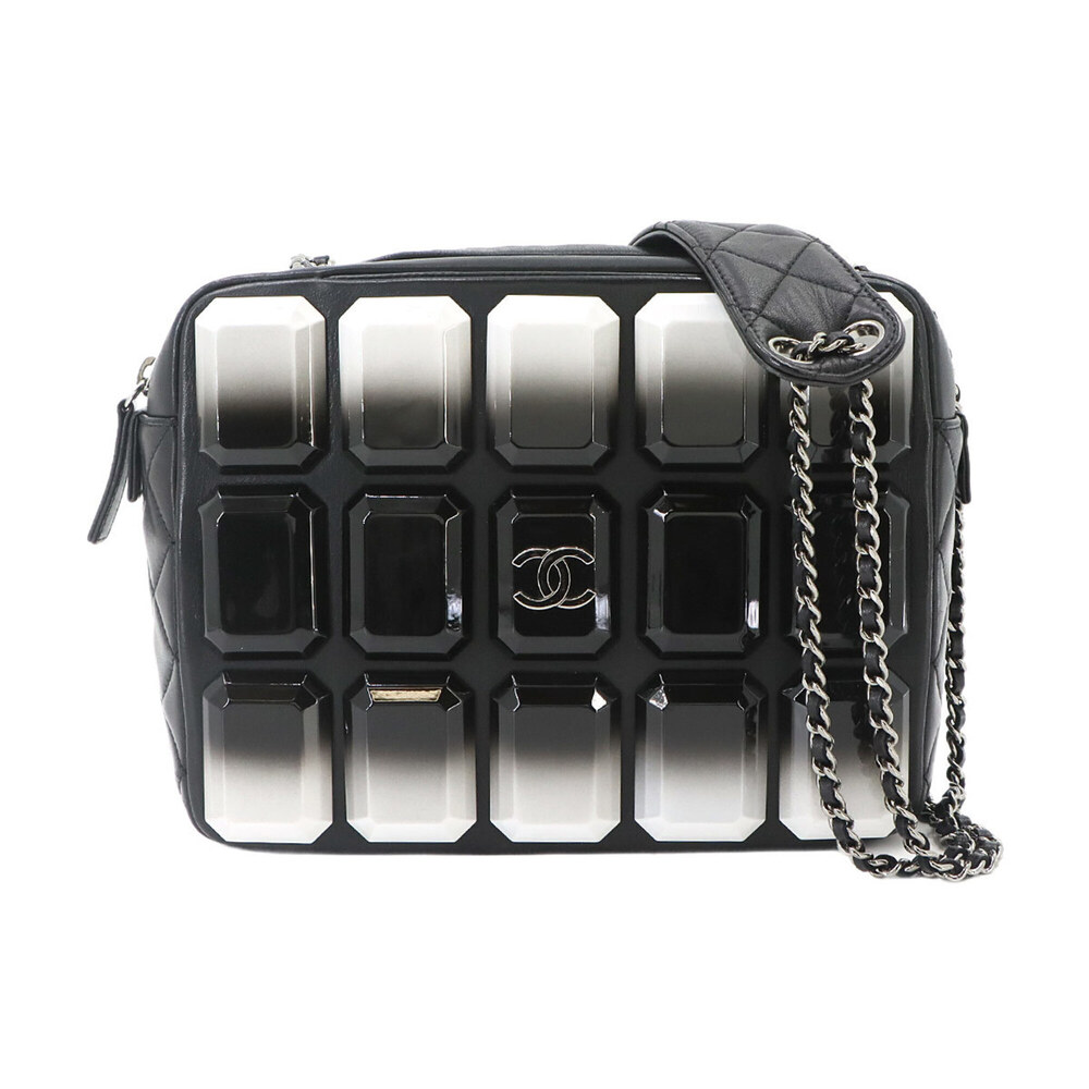 Chanel Matelassé Camera Handbag, Chain Shoulder Lambskin and Plastic, Black.